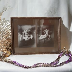 Cupid Awake and Cupid Asleep, Antique Framed Photographs Early Copies c. 1897
